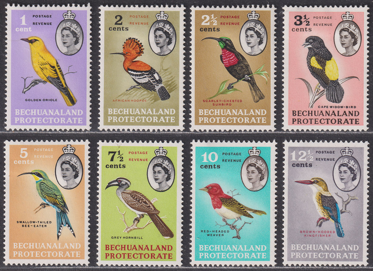 Bechuanaland Protectorate 1961 QEII Birds Definitives Set to 12½c Mint SG168-175