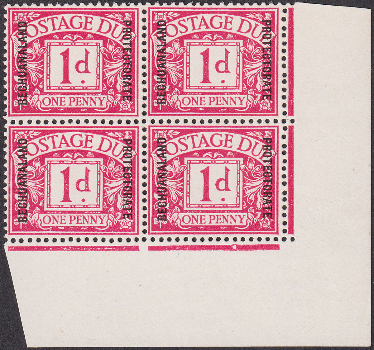 Bechuanaland Protectorate 1926 KGV Postage Due 1d Block of 4 Mint SG D2 cat £72