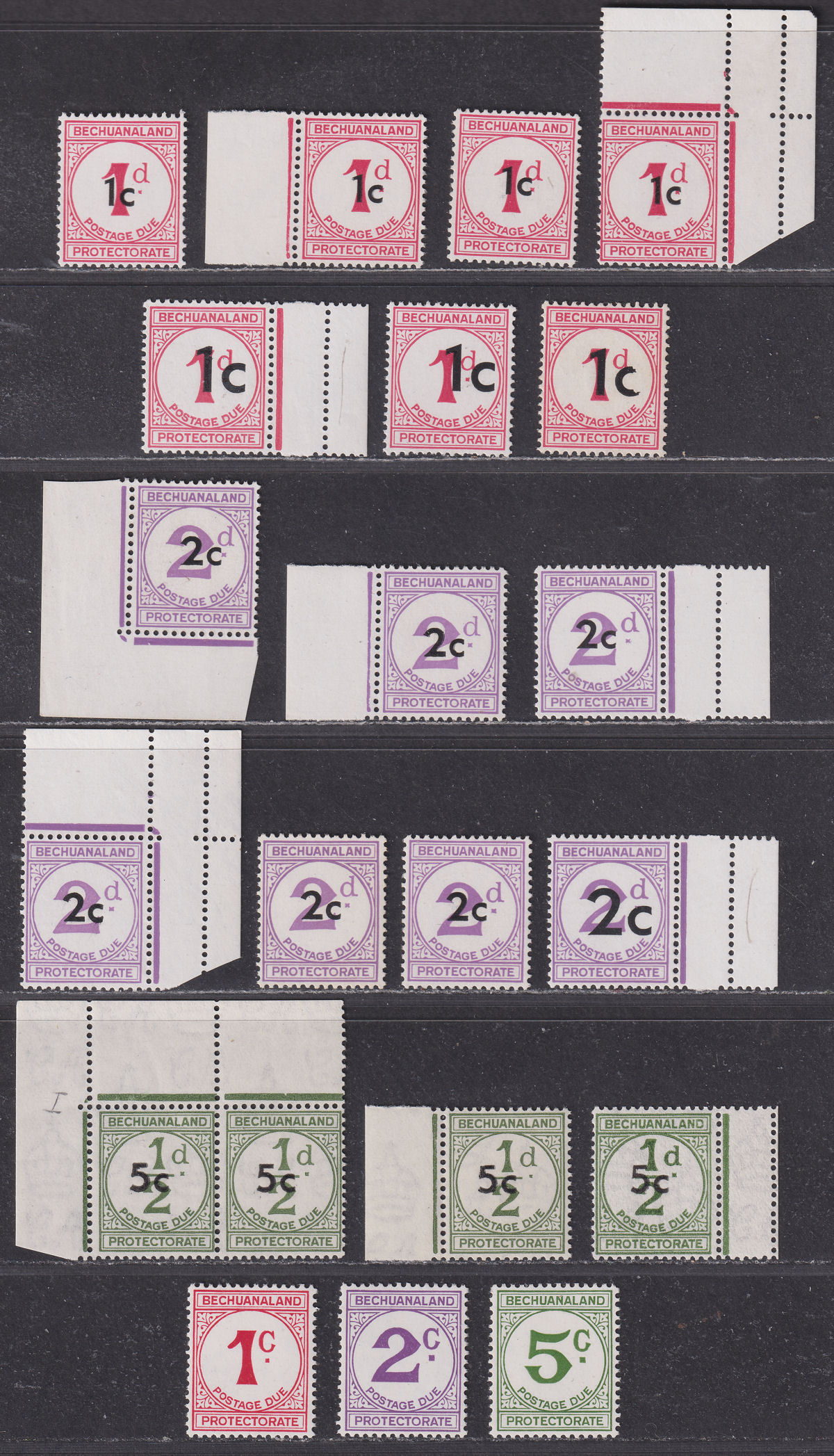 Bechuanaland Protectorate 1961 QEII Postage Due Sets Mint SG D7-D9 SG D10-12