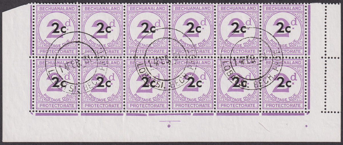 Bechuanaland Protectorate 1961 Postage Due 2c Block Var Large d x2 Used SG D8a