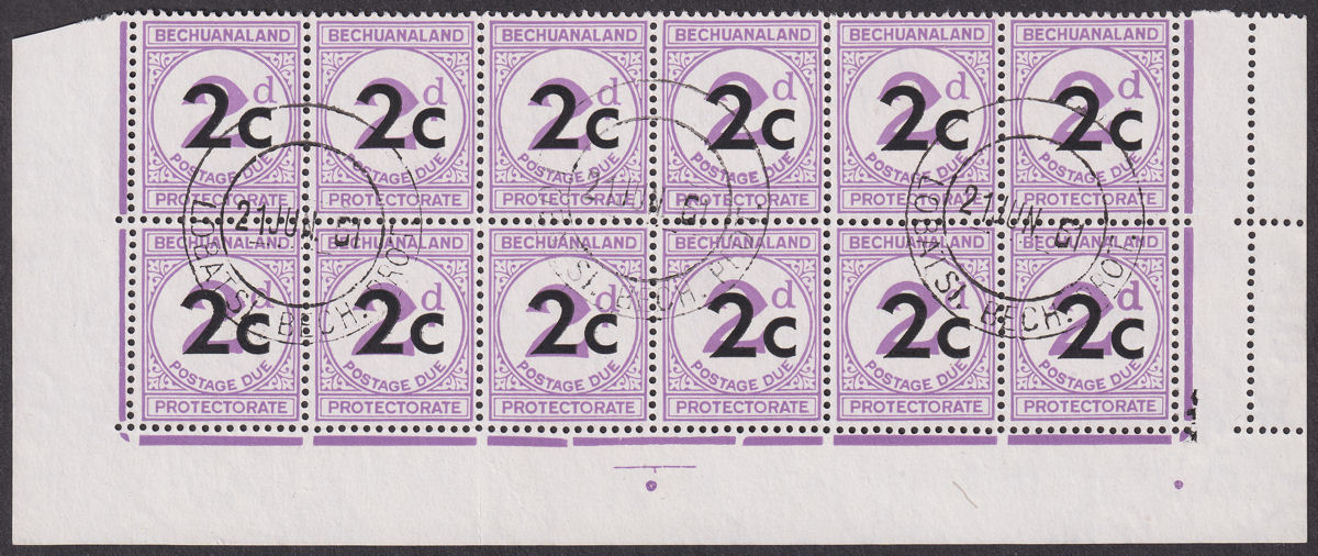 Bechuanaland Protectorate 1961 Postage Due 2c Block Var Large d x2 Used SG D8ca