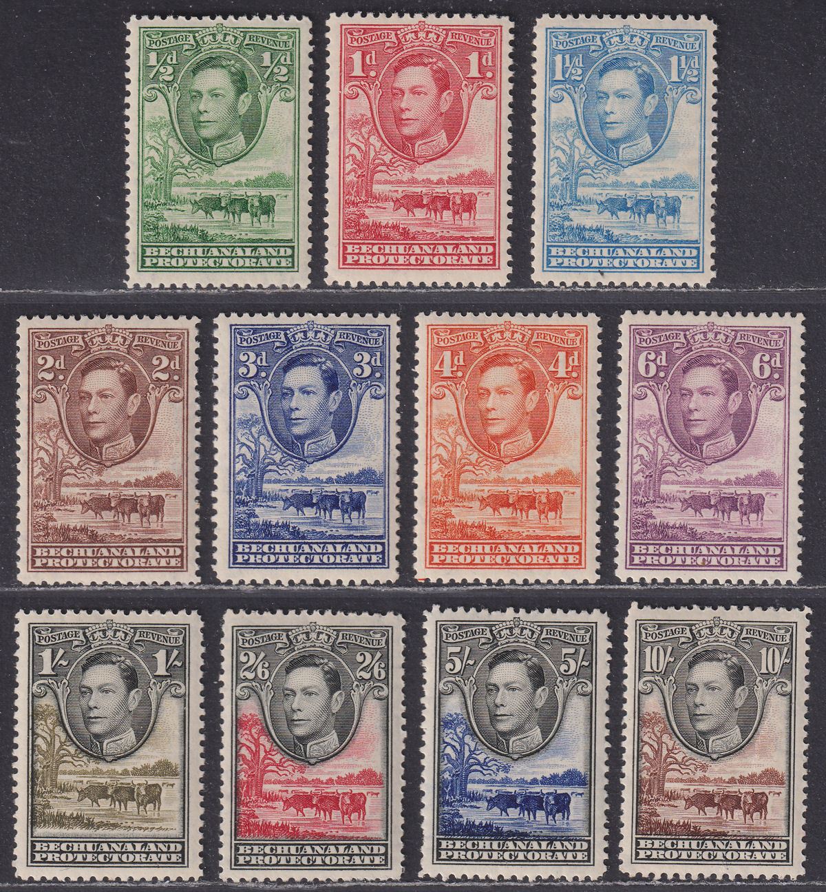 Bechuanaland Protectorate 1938 KGVI Baobab Tree Set Mint SG118-128 cat £110 flt