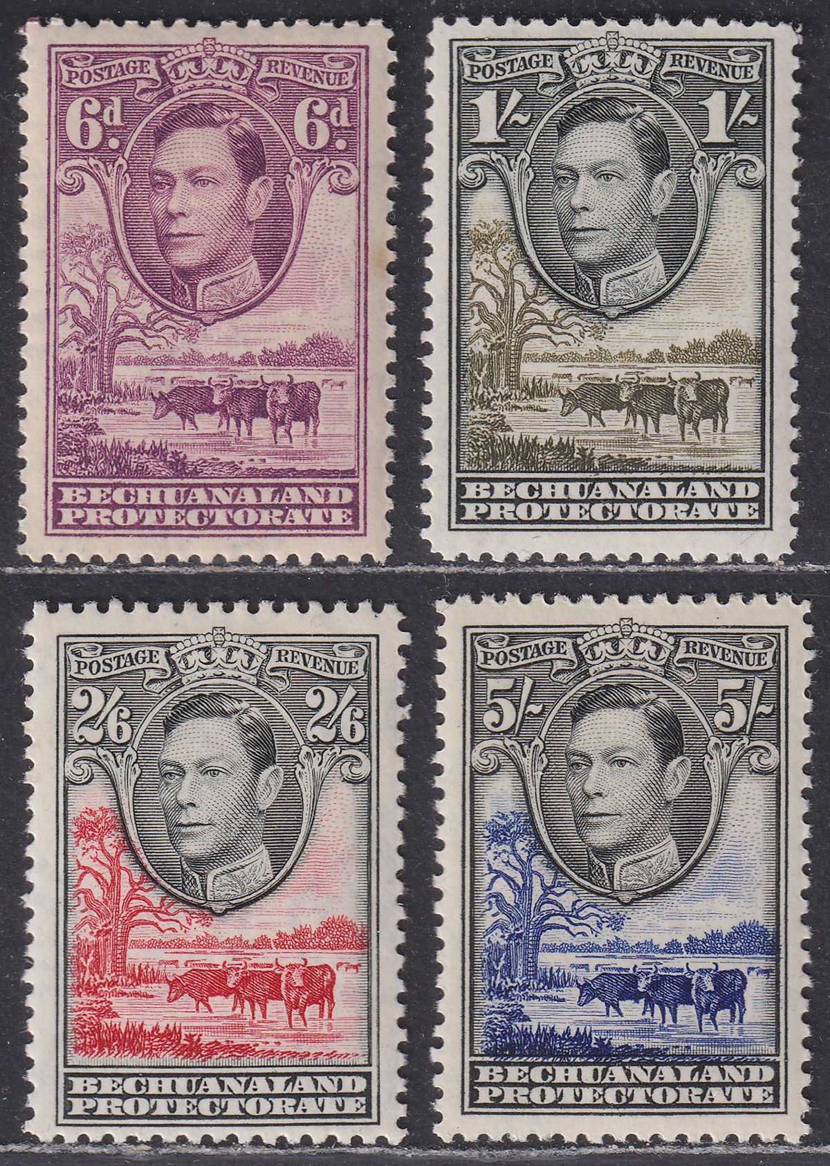 Bechuanaland Protectorate 1938 KGVI Baobab Tree 6d 1sh 2sh6d 5sh Mint SG124-127