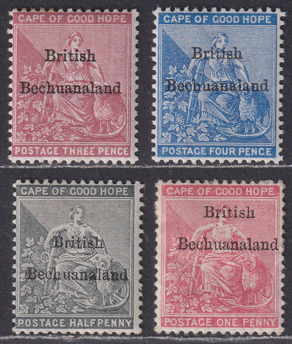 British Bechuanaland 1885-87 QV Overprint on COGH Selection to 4d Mint cat £200