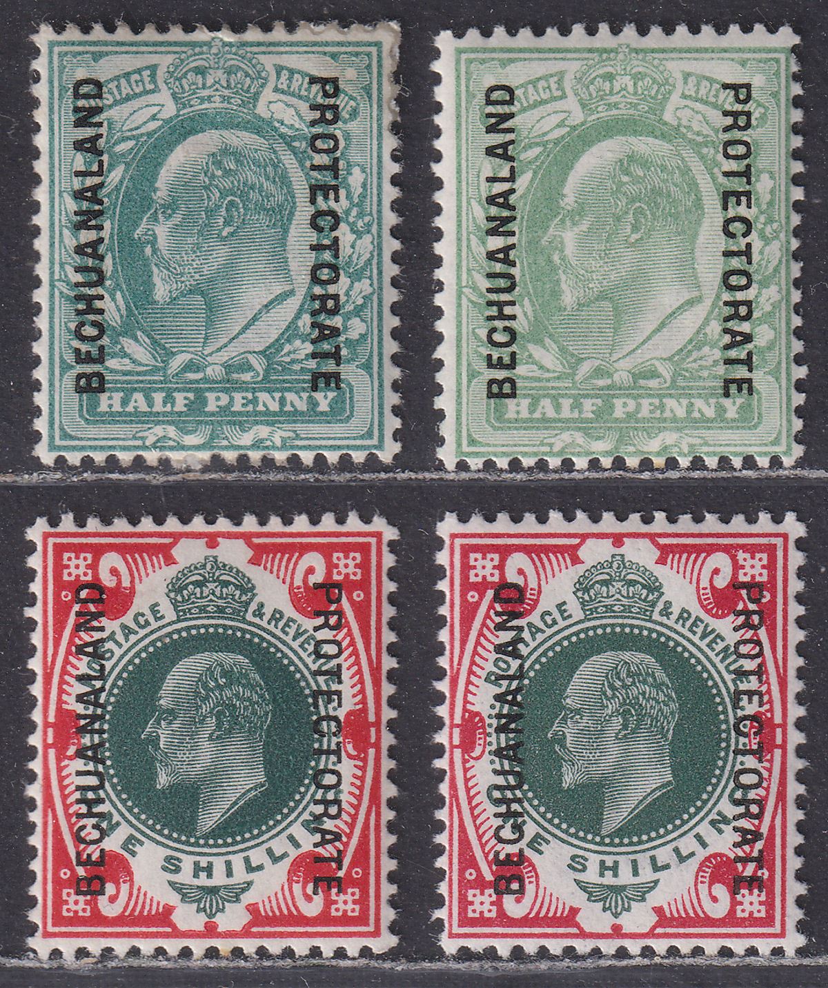 Bechuanaland Protectorate 1904-13 KEVII Overprint Part Set to 1sh x2 Mint