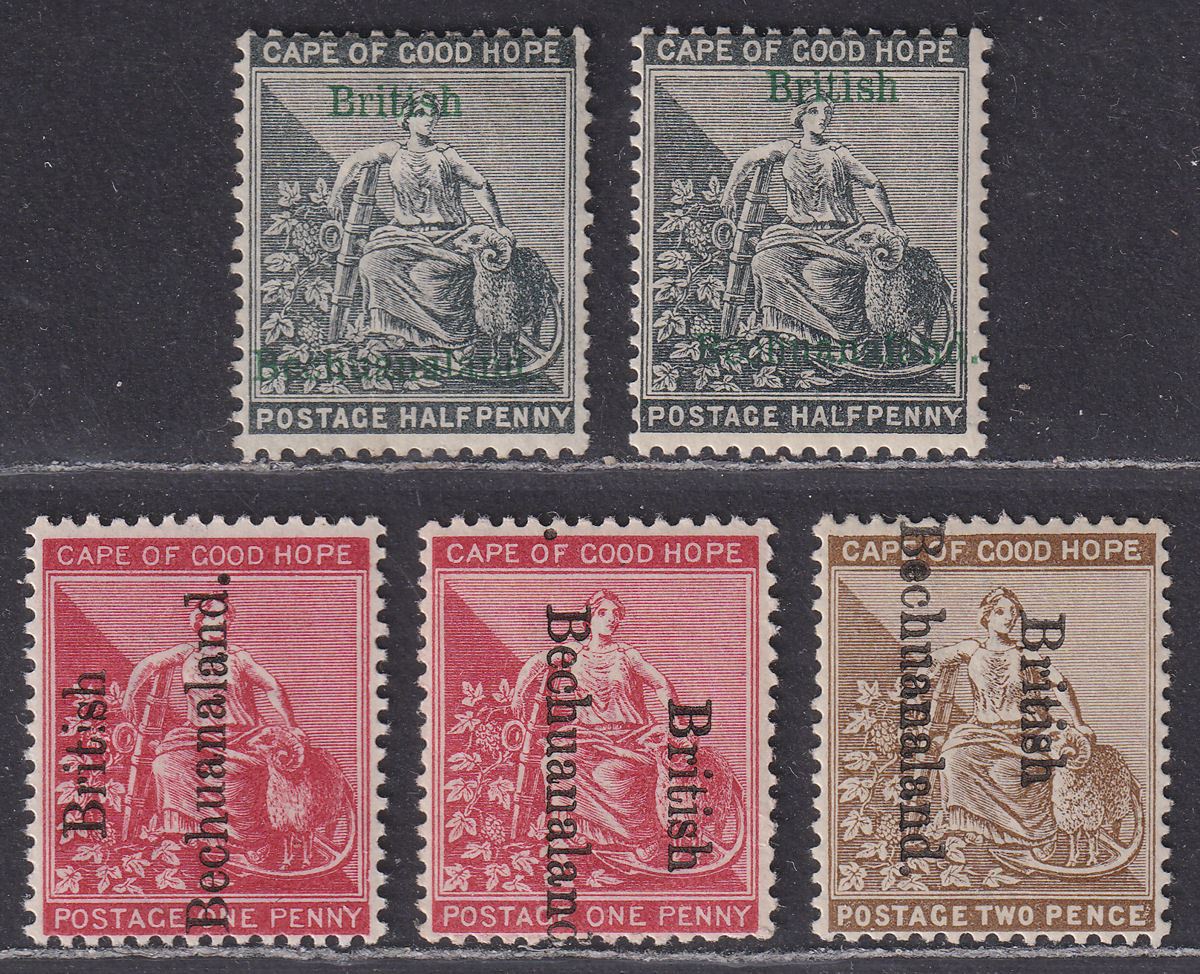 British Bechuanaland 1888-93 QV ½d, 1d, 2d Overprints Mostly Mint SG30-39