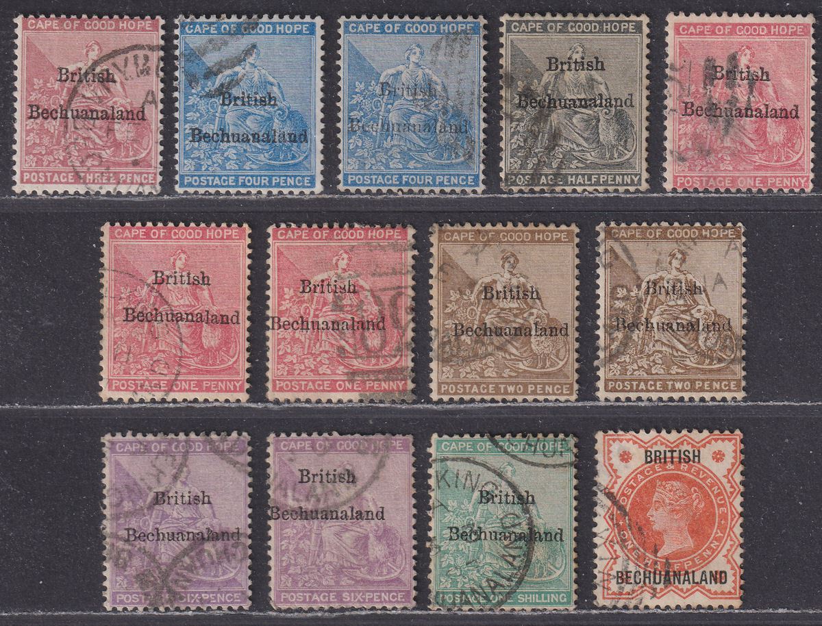 British Bechuanaland 1885-88 QV Overprint on COGH Selection to 1sh Used SG2-9