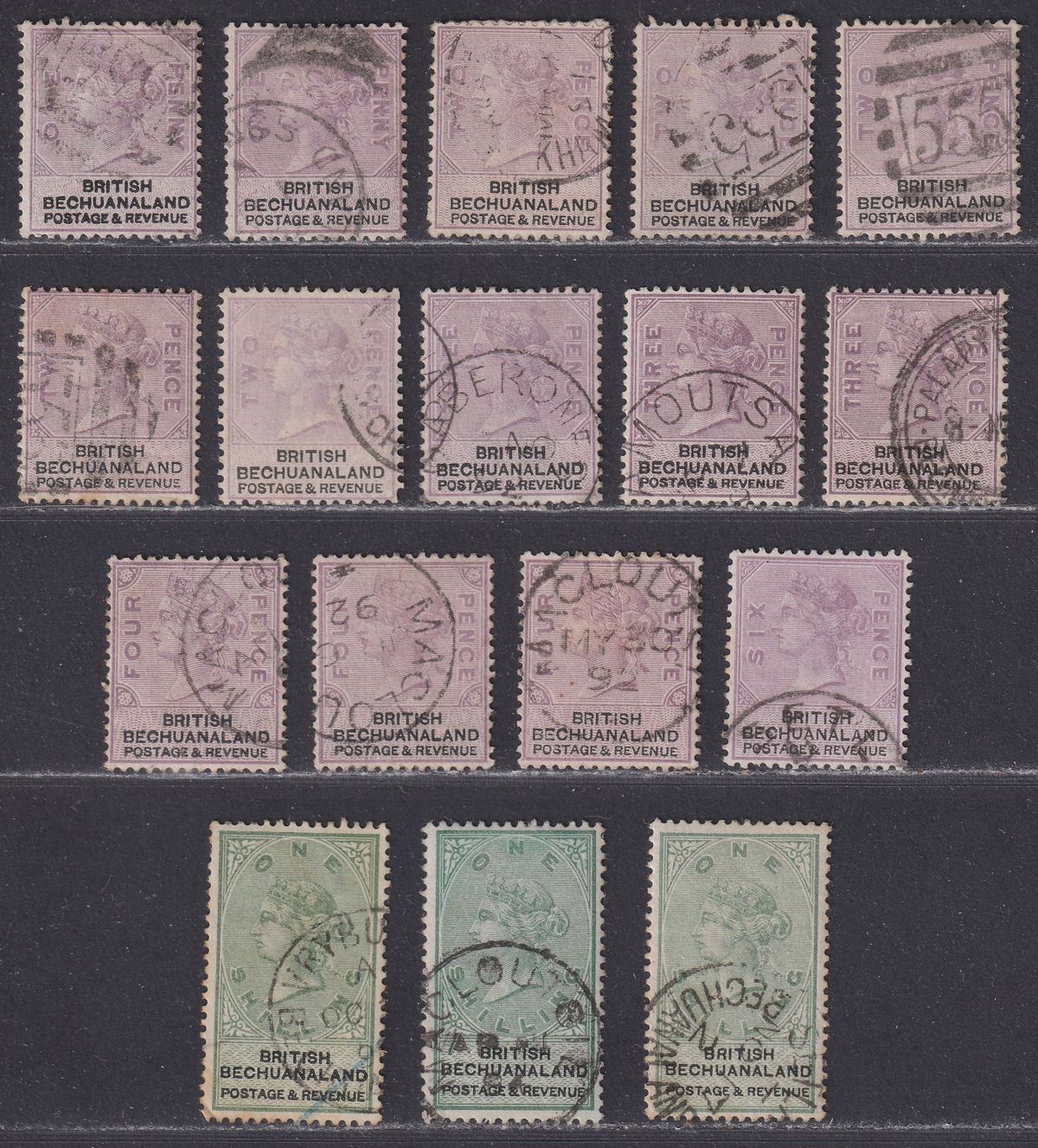 British Bechuanaland 1888 Queen Victoria Selection to 1sh Used SG10-15