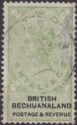 Click for more photos and details British Bechuanaland 1888 QV 2sh Green and Black Used SG16 cat £65 crease