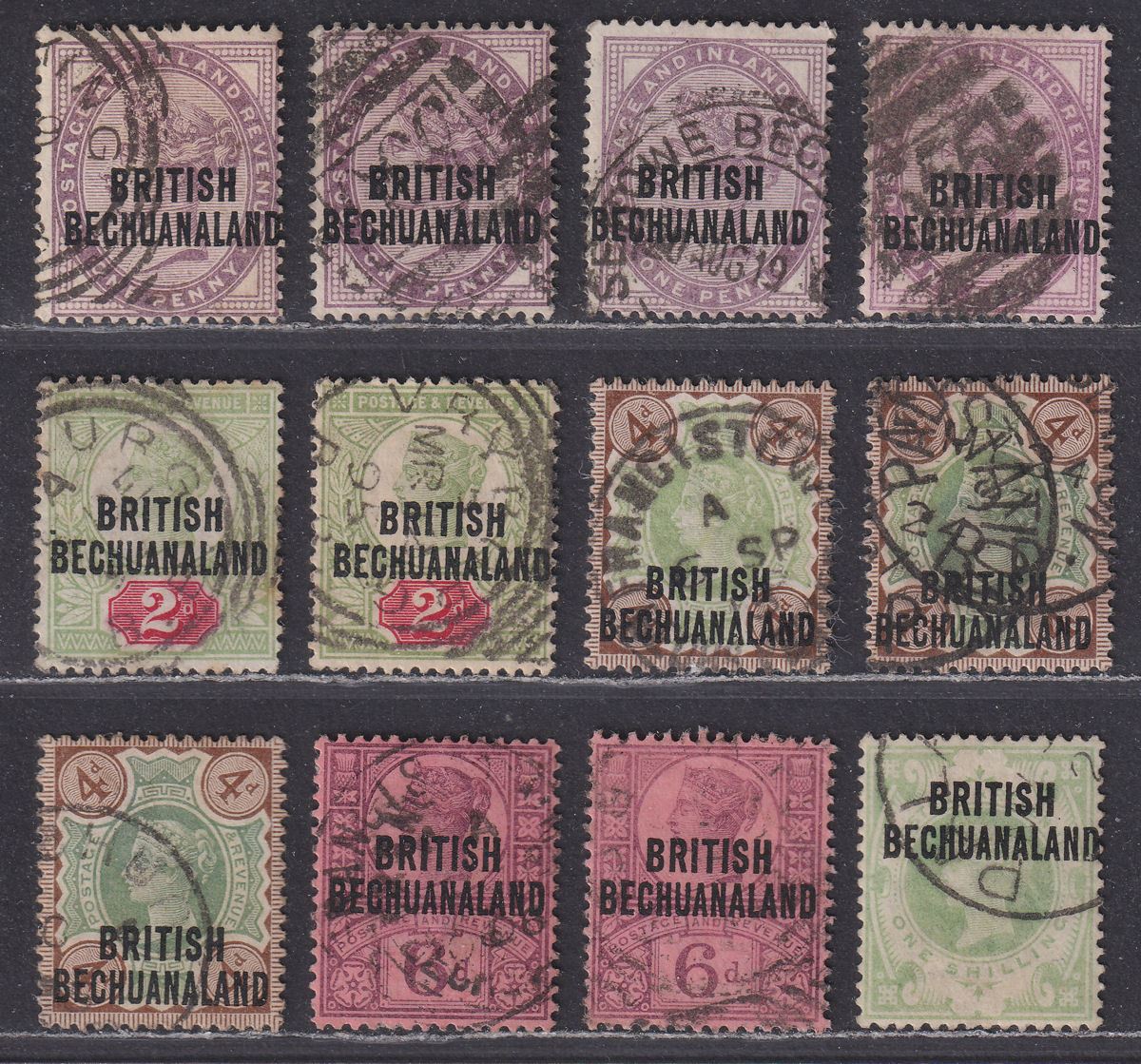 British Bechuanaland 1891 QV Overprint Set with Shades Used SG33-37 cat £42+