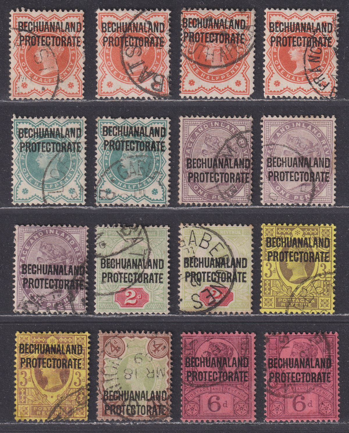 Bechuanaland Protectorate 1897 QV Overprint Set Used SG59-65 cat £65