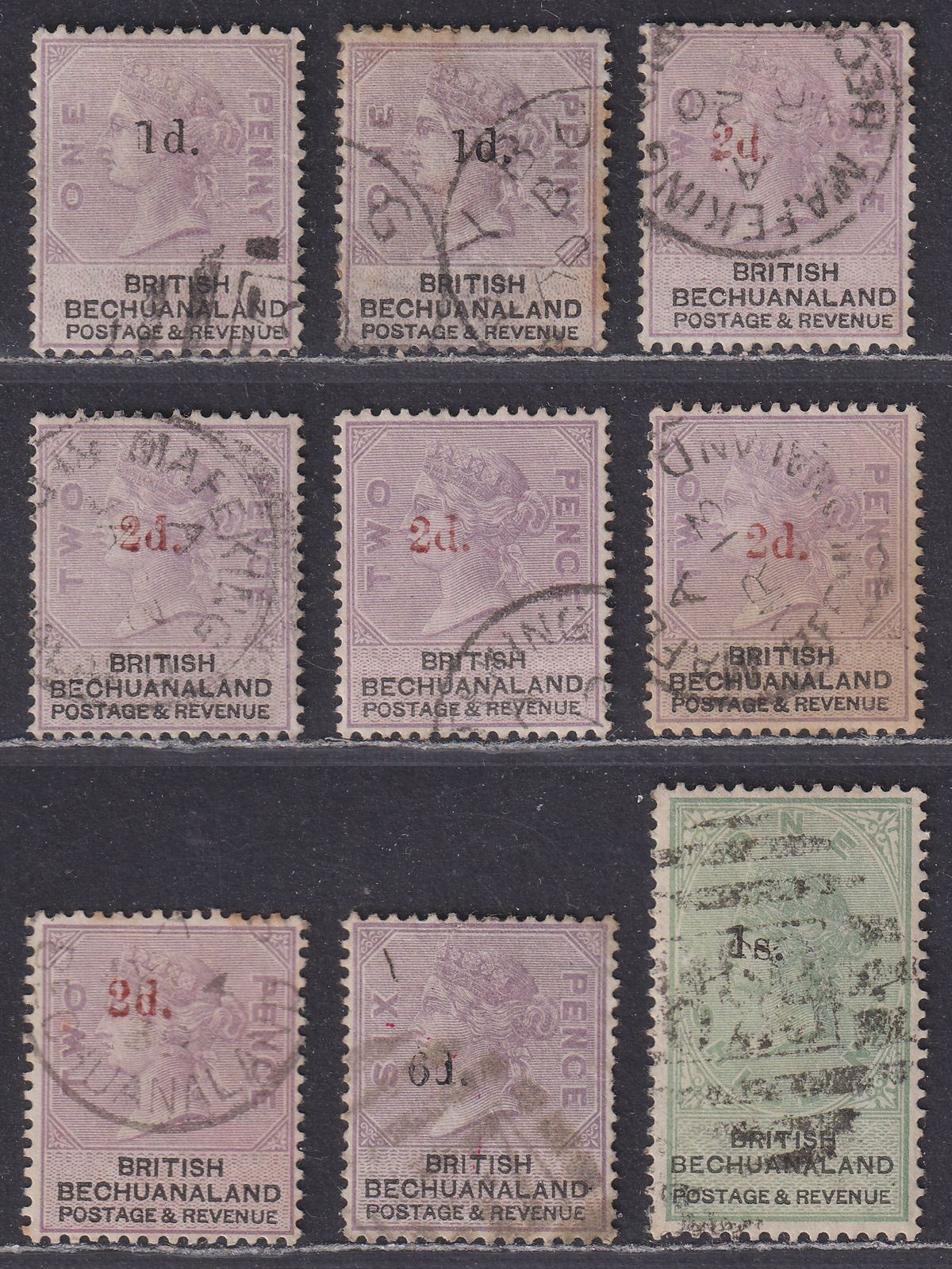 British Bechuanaland 1888 Queen Victoria Surcharge Selection to 1sh Used