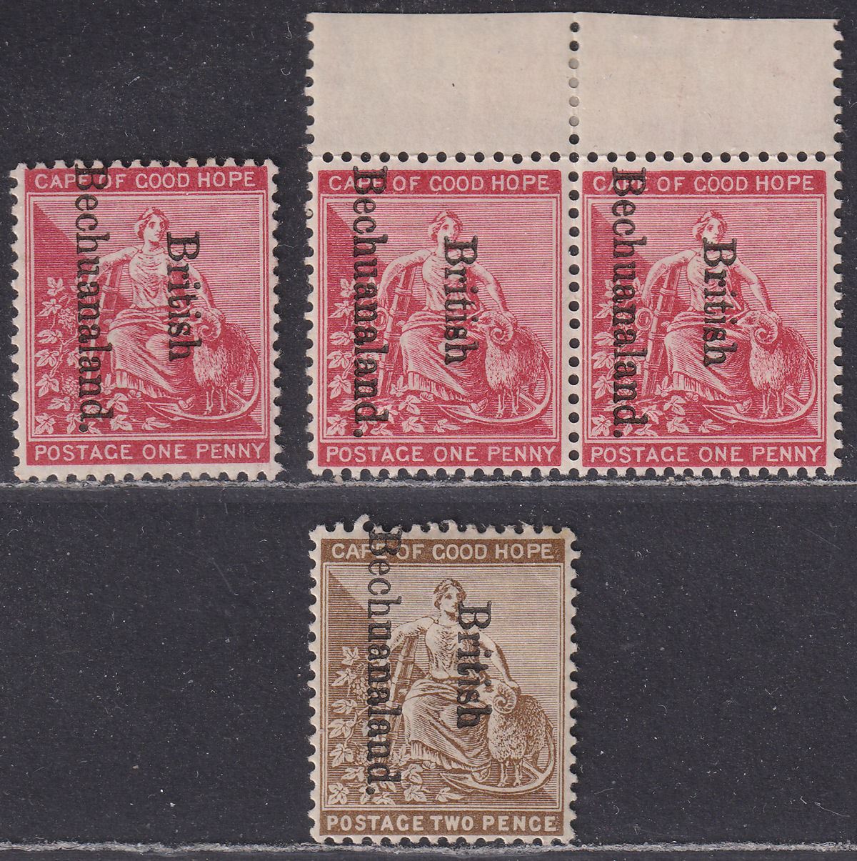 British Bechuanaland 1893 QV Overprint Downward 1d, 2d Mint SG38-39