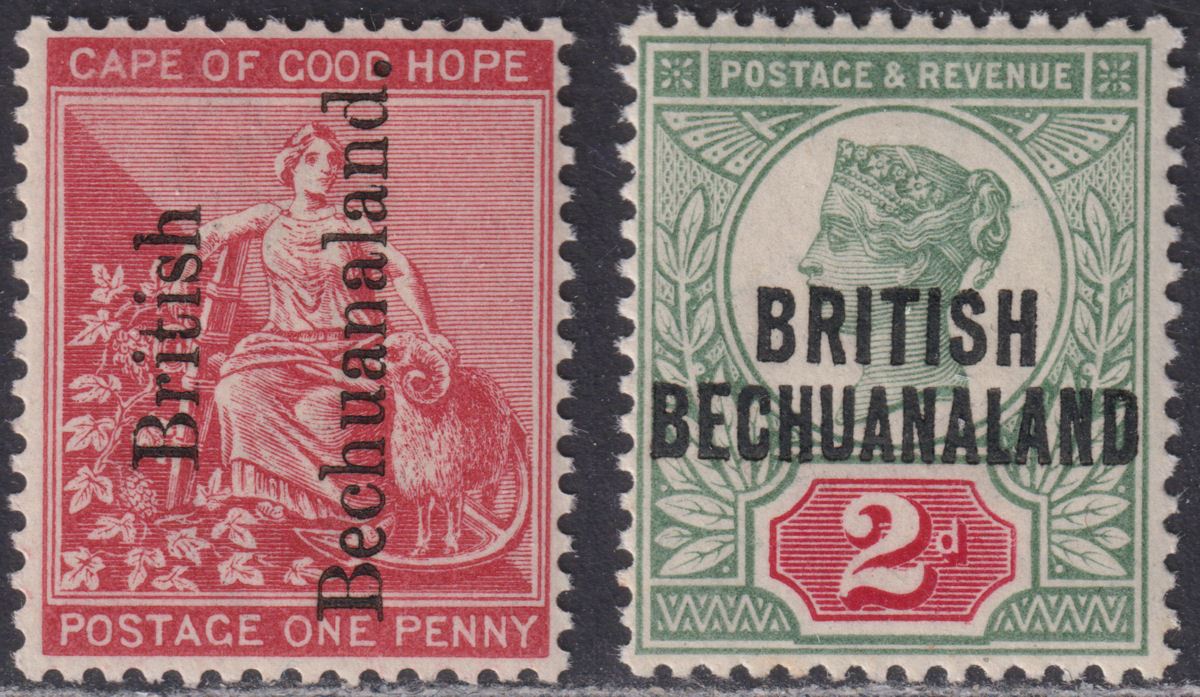 British Bechuanaland 1891 QV 1d, 2d Overprints Mint SG31 SG34 cat £33