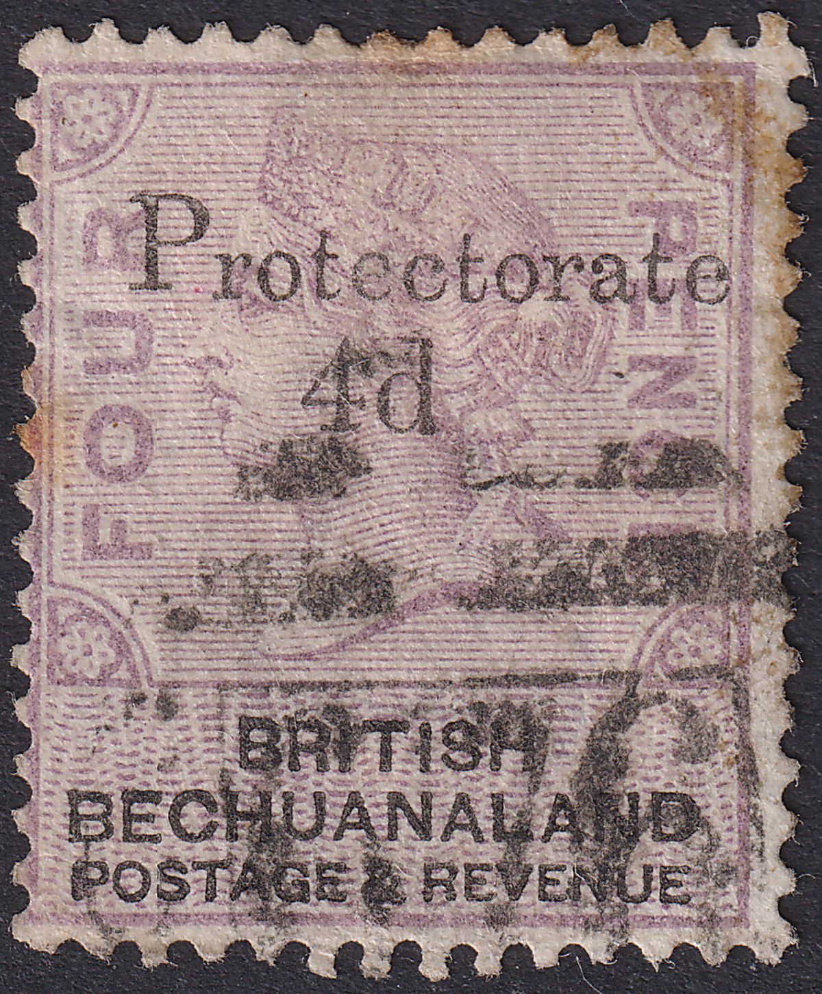 Bechuanaland Protectorate 1888 QV Overprint 4d on 4d Used SG44 c£500 FAULTY SP-F