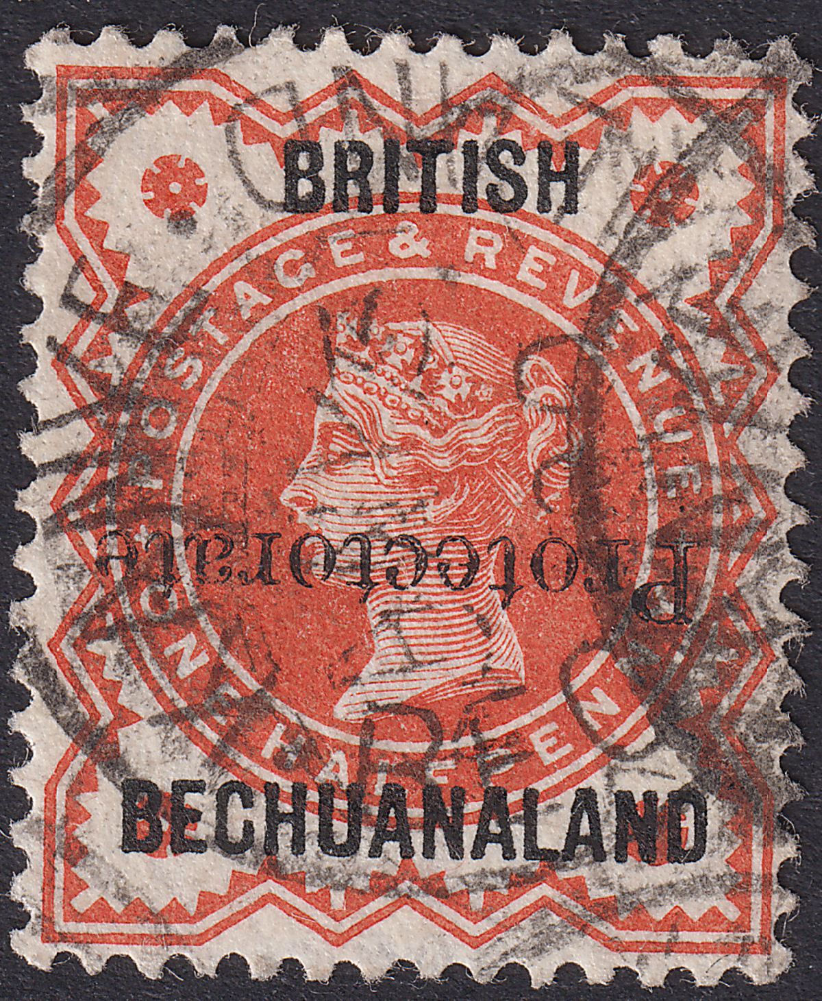 Bechuanaland Protectorate 1890 QV Opt Inverted ½d Vermilion Used SG54a cat £120