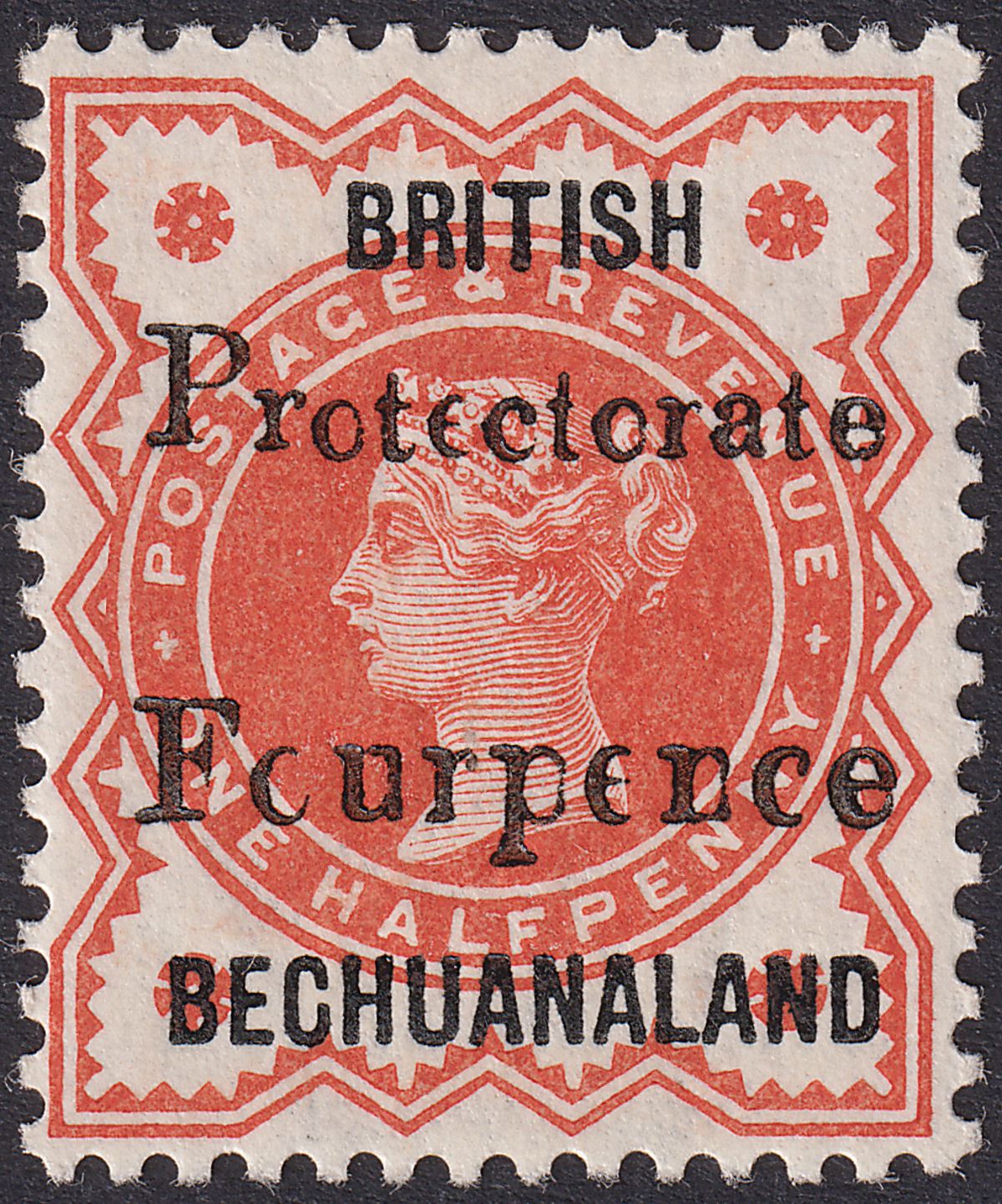 Bechuanaland Protectorate 1889 QV 4d Surcharge on ½d Vermilion Mint SG53 cat £55