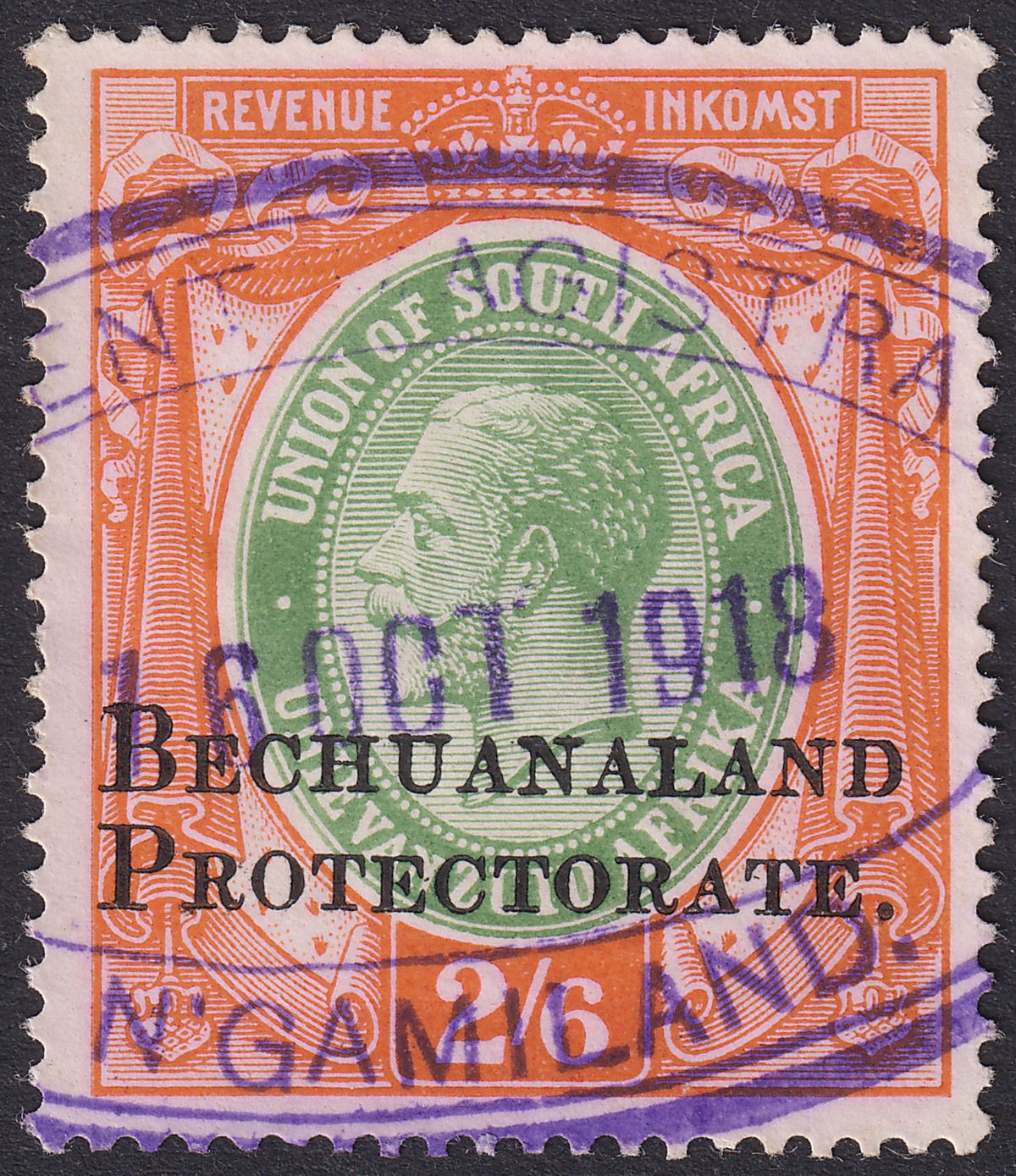 Bechuanaland Protectorate 1918 KGV 2sh6d Opt South Africa Revenue Used BF32