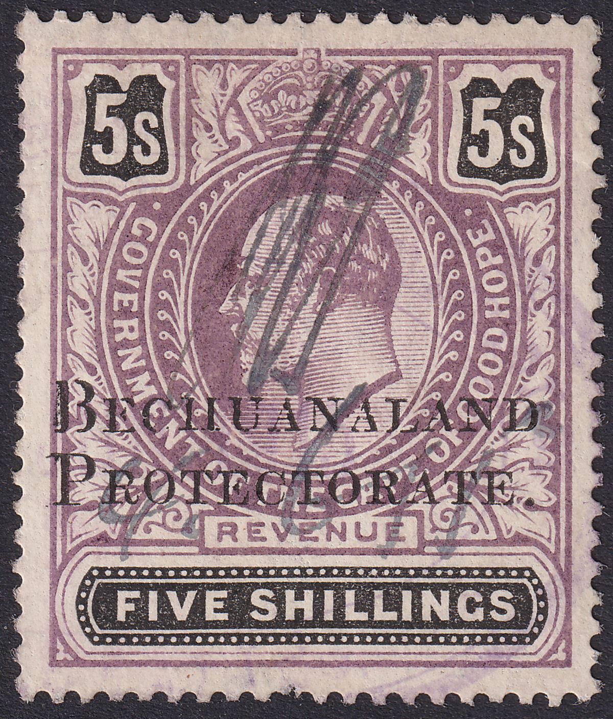 Bechuanaland Protectorate 1913 KEVII Opt Cape of Good Hope Revenue 5sh Used BF25