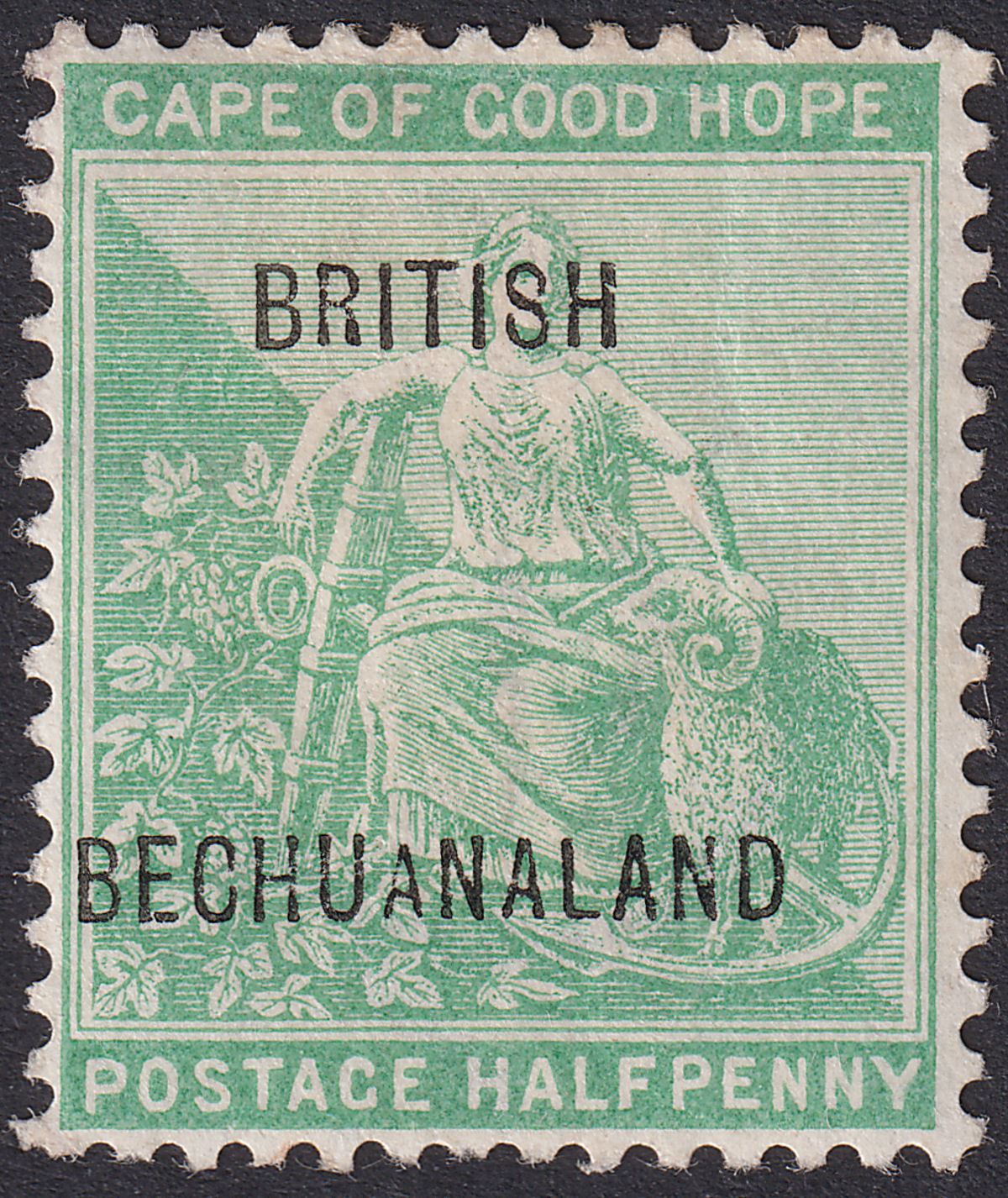 Bechuanaland Protectorate 1897 QV Overprint 10½mm ½d Yellow-Green Mint SG58 c£28