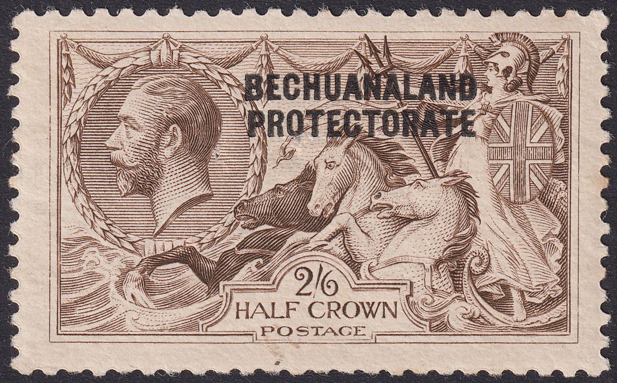 Bechuanaland Protectorate 1923 KGV Seahorse 2sh6d Brn Bradbury Mint SG88 pinhole