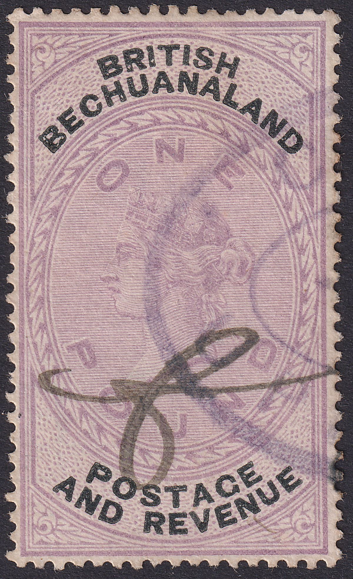 British Bechuanaland 1888 QV £1 Lilac and Black Fiscally Used SG20 cat ...