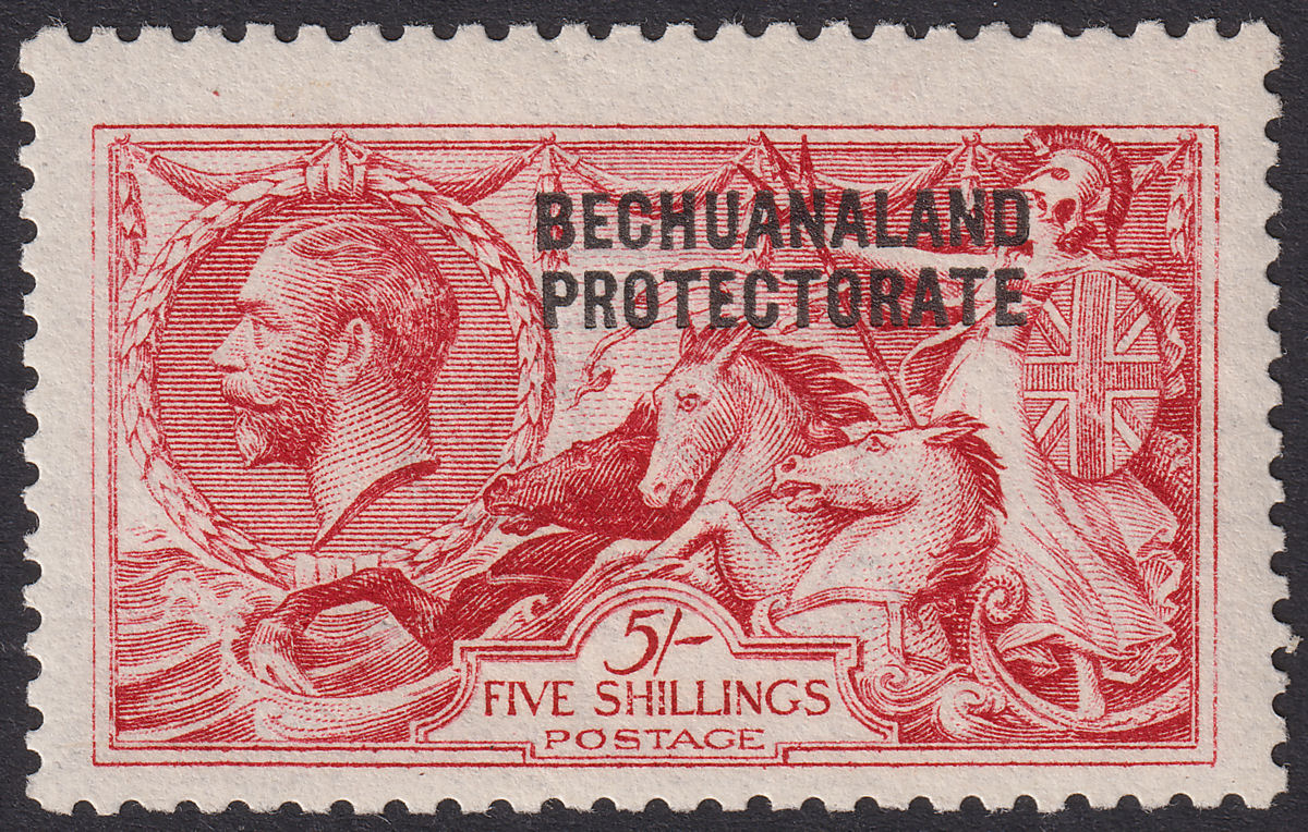 Bechuanaland Protectorate 1919 KGV Seahorse 5sh De La Rue Mint SG87 cat £300
