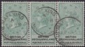 British Bechuanaland 1888 QV 1sh Green and Black Strip of 3 Used SG15 cat £54