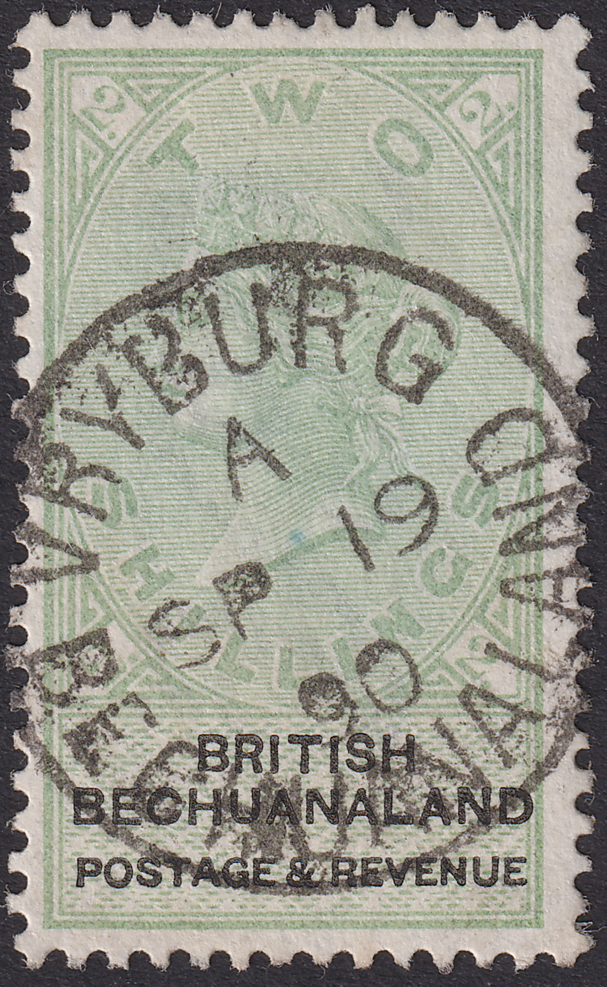British Bechuanaland 1888 QV 2sh Green and Black Used SG16 cat £65