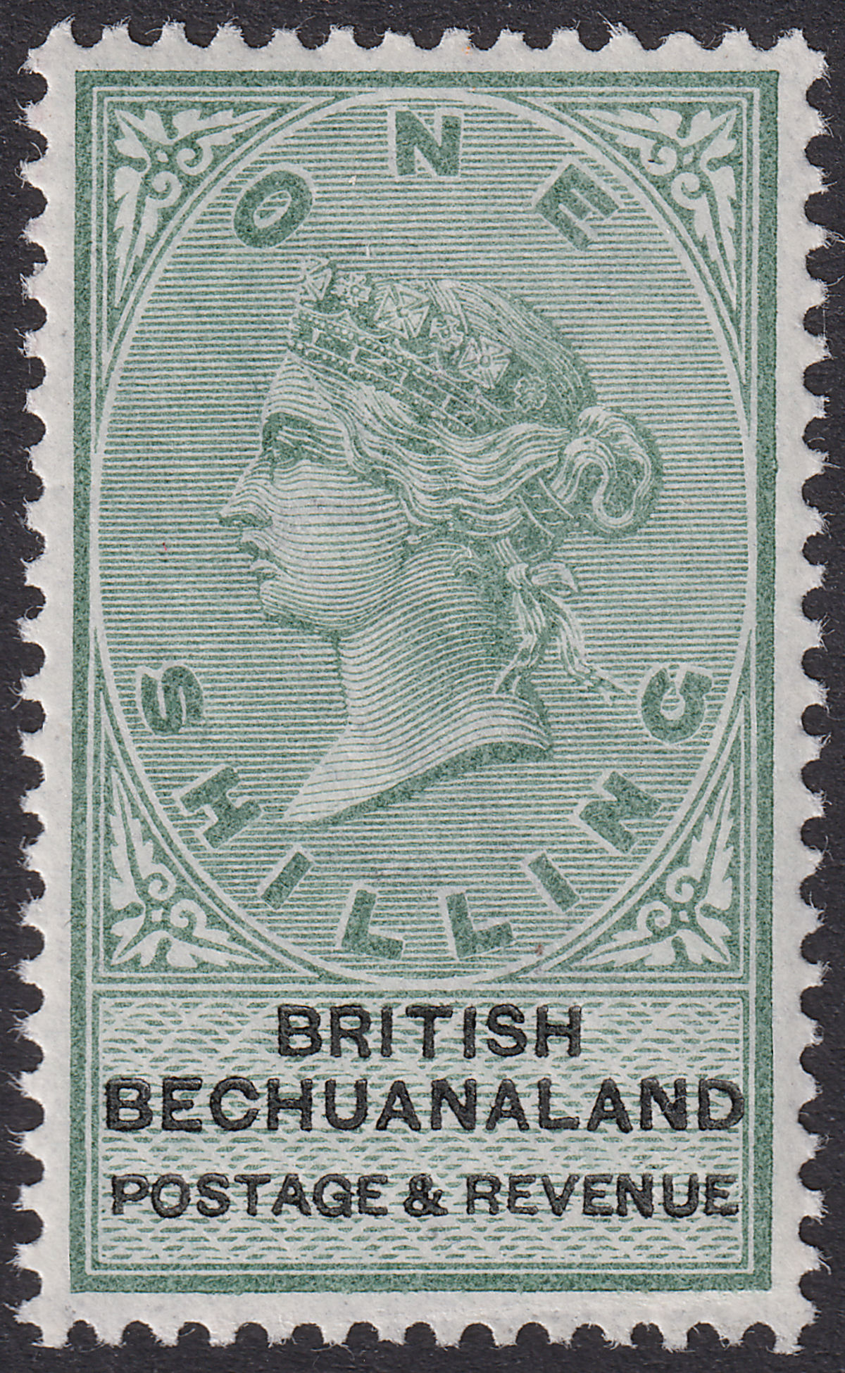 British Bechuanaland 1888 QV 1sh Green and Black Mint SG15 cat £32