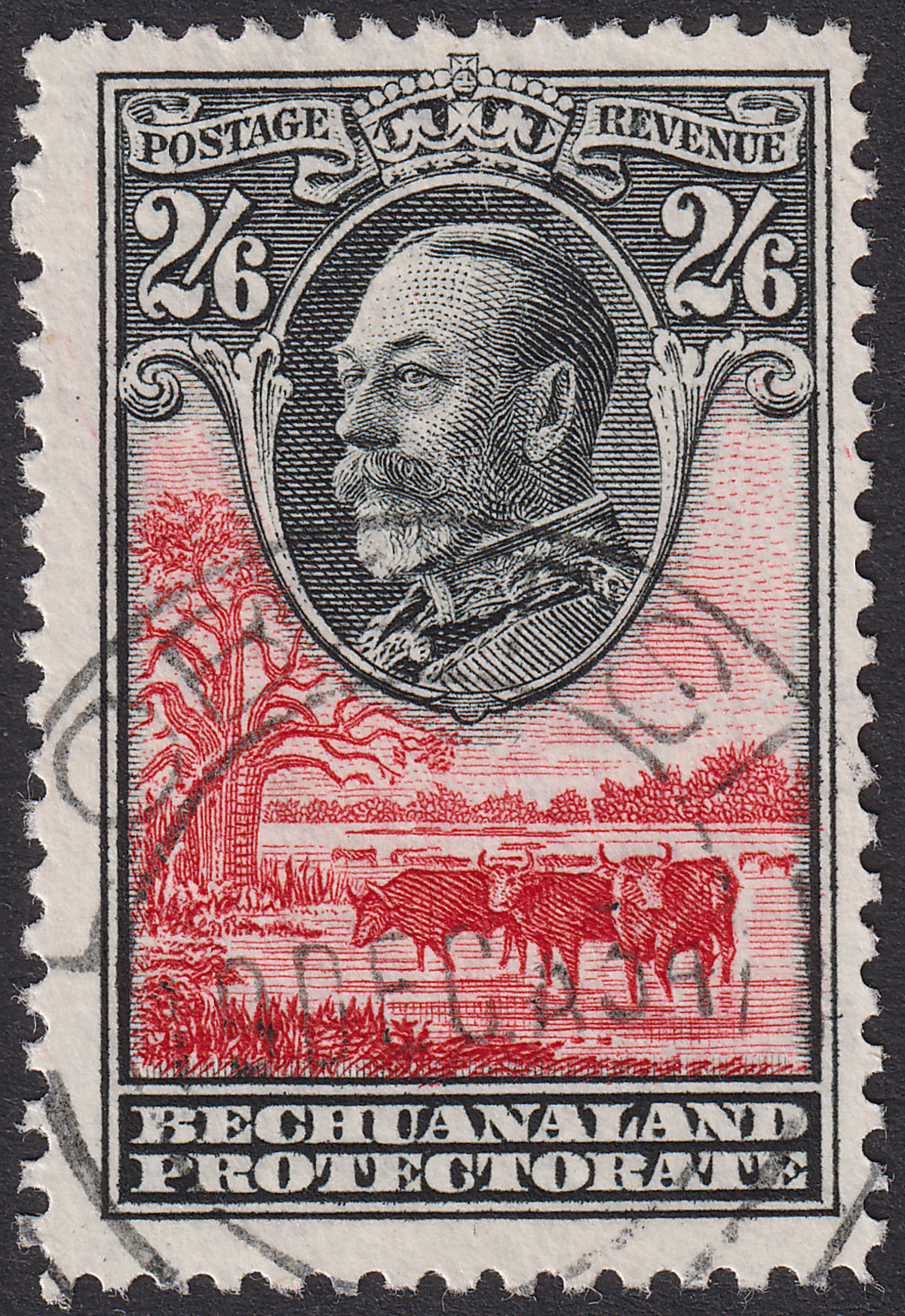 Bechuanaland Protectorate 1932 KGV 2sh6d Black and Scarlet Used SG107 cat £55