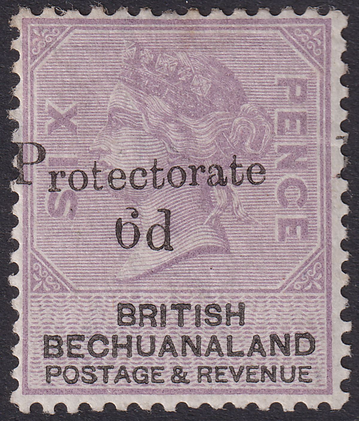 Bechuanaland Protectorate 1888 QV Overprint 6d on 6d Mint SG45 cat £140