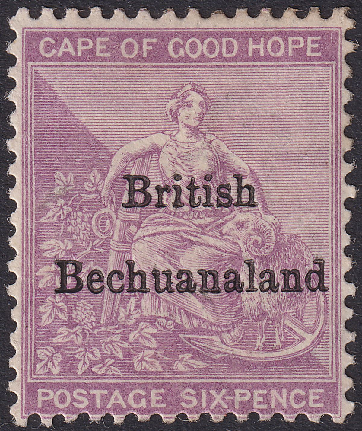 British Bechuanaland 1885 QV Opt on COGH 6d Reddish Purple Mint SG7 cat £225