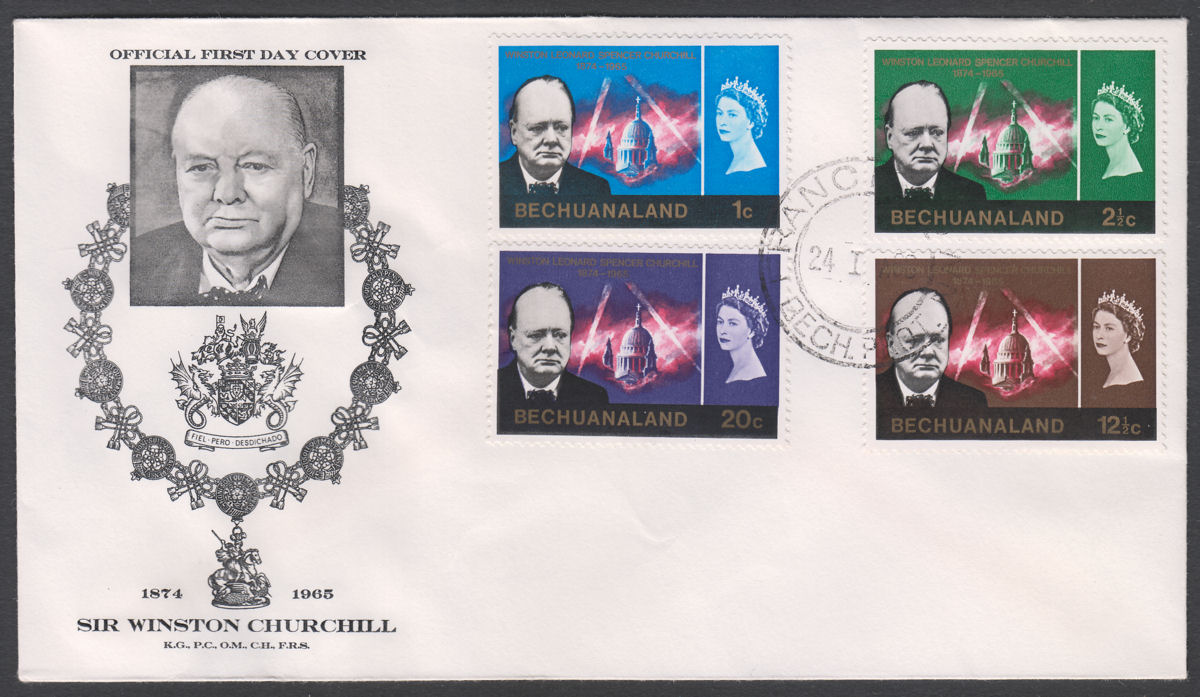Bechuanaland 1966 QEII Churchill Set Used on Commem Unaddressed First Day Cover