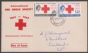 Click for more photos and details Bechuanaland 1963 QEII Red Cross Centenary 12½c+2½c Used on Commem FDC MAHALAPYE