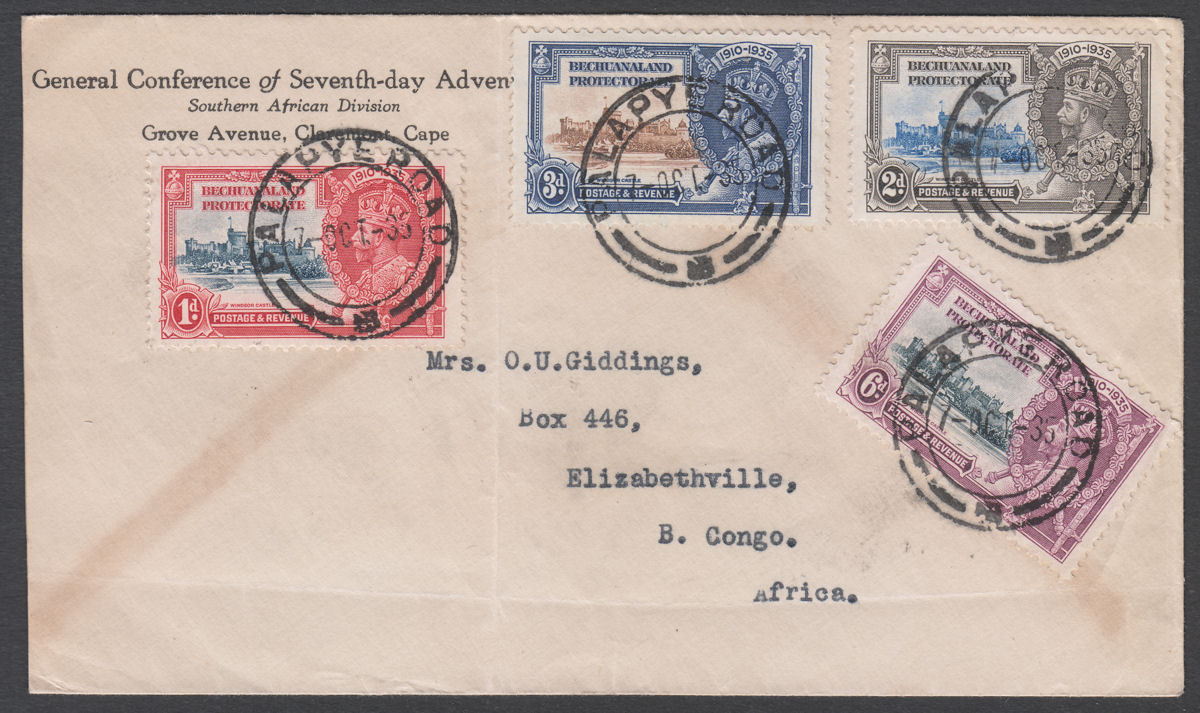 Bechuanaland 1935 KGV Silver Jubilee Set Used on Cover PALAPYE ROAD - B. CONGO
