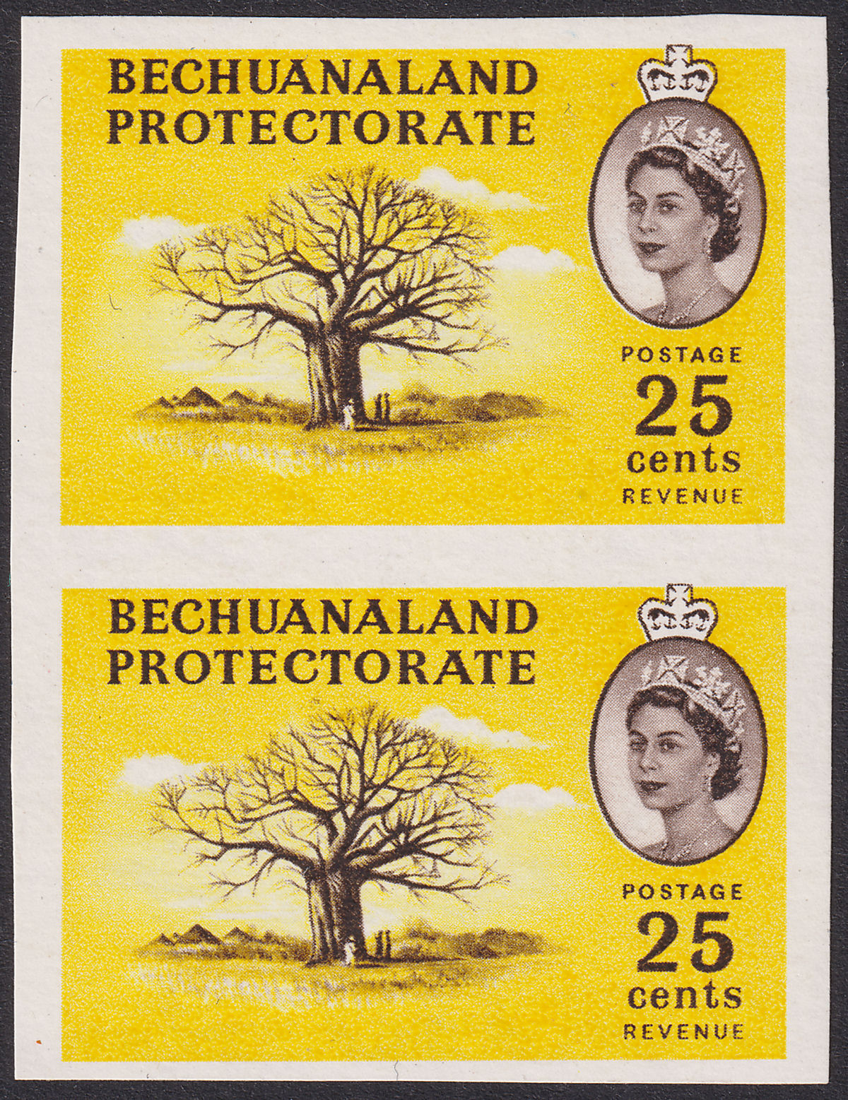 Bechuanaland Protectorate 1961 QEII 25c Imperf Proof? Pair UM Mint SG177P wmked