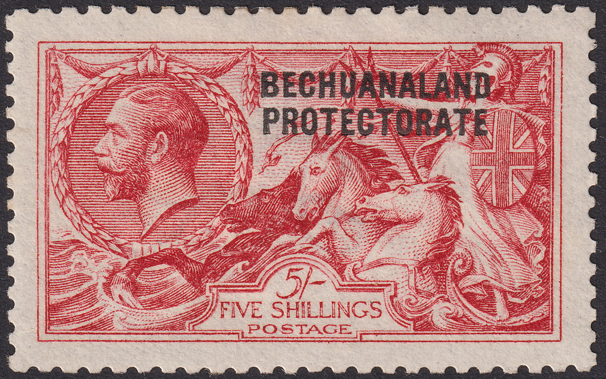 Bechuanaland Protectorate 1919 KGV 5sh Brt Carmine De La Rue Mint SG87 cat £300