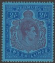 Bermuda 1941 KGVI 2sh Purple and Blue on Deep Blue p14 Mint SG116c