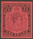 Click for more photos and details Bermuda 1937 KGVI £1 Purple and Black on Red p14 Mint SG121