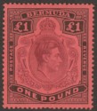 Click for more photos and details Bermuda 1937 KGVI £1 Purple and Black on Red p14 Mint SG121