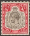Bermuda 1920 KGV 4sh Variety Break in Lines Below Left Scroll Mint SG52be