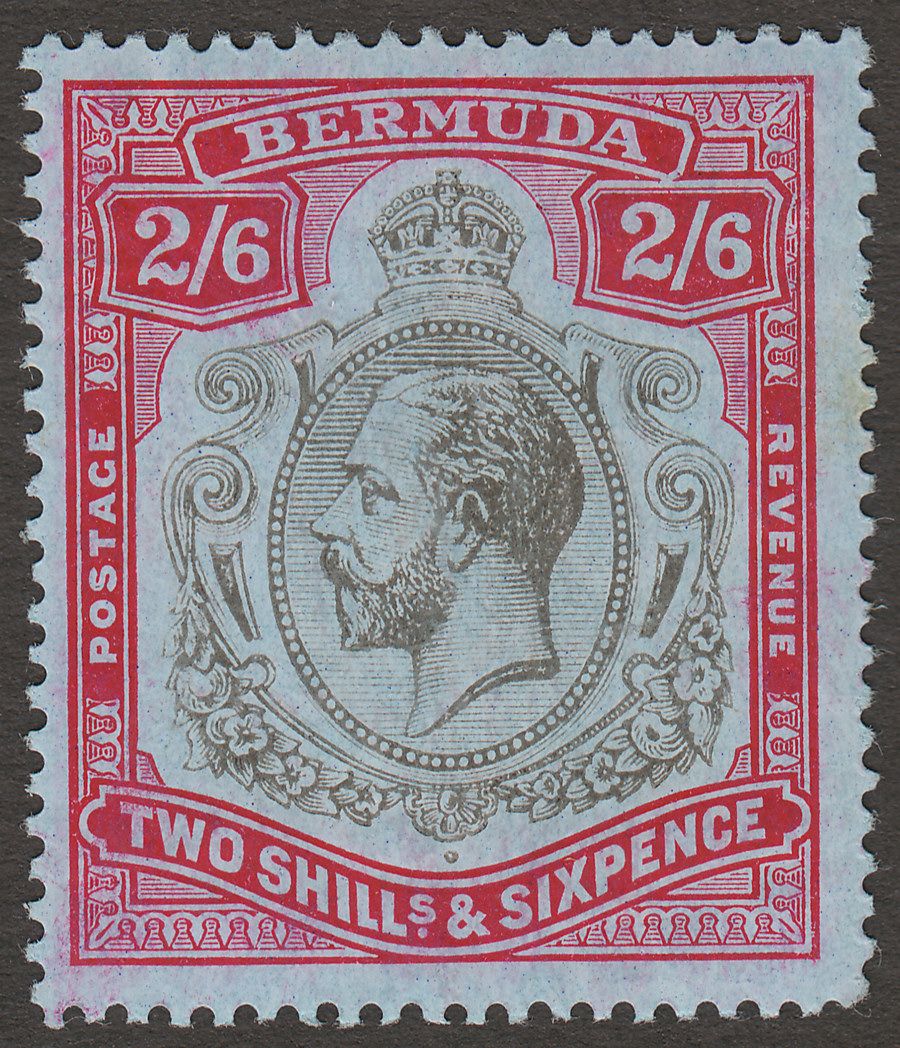 Bermuda 1918 KGV 2sh6d Black and Red on Blue Mint SG52