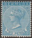 Click for more photos and details Bermuda 1886 QV 2d Blue Mint SG25