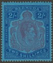 Click for more photos and details Bermuda 1941 KGVI 2sh Purple and Blue on Deep Blue p14 Mint SG116c