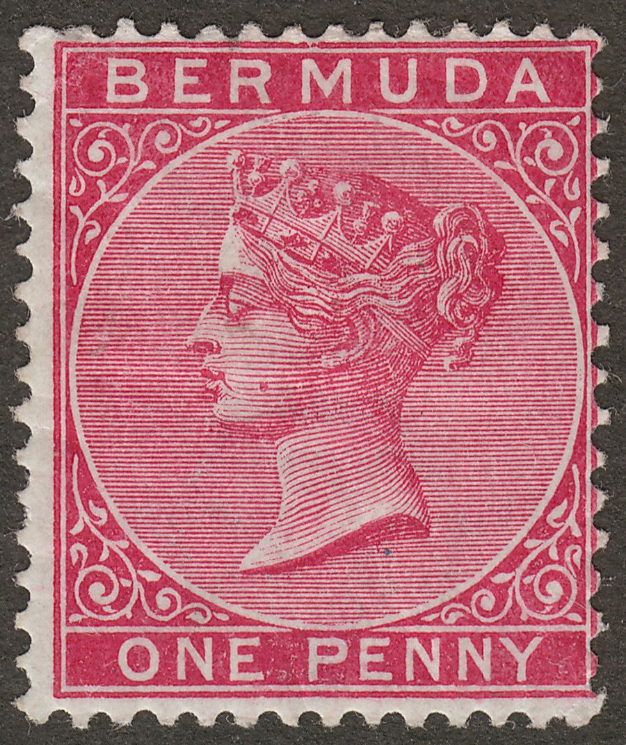 Bermuda 1889 QV 1d Aniline Carmine Wmk Inverted Mint SG24aw