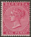 Bermuda 1889 QV 1d Aniline Carmine Wmk Inverted Mint SG24aw