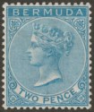 Click for more photos and details Bermuda 1886 QV 2d Blue Mint SG25