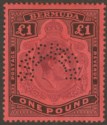 Click for more photos and details Bermuda 1937 KGVI £1 Purple and Black on Red p14 SPECIMEN SG121s