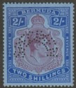 Click for more photos and details Bermuda 1937 KGVI 2sh Purple and Ultramarine on Grey-Blue p14 SPECIMEN SG116s